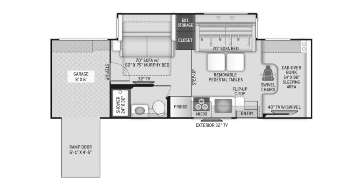 2020 Thor Outlaw Ford Toy Hauler 29S Class C at Luxury RV's of Arizona STOCK# M072 Floor plan Layout Photo