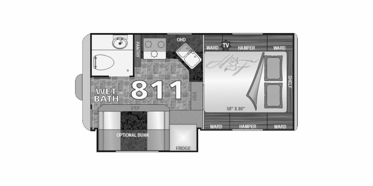 2015 Northwood Arctic Fox 811WET Truck Camper at Luxury RV's of Arizona STOCK# U728 Floor plan Layout Photo