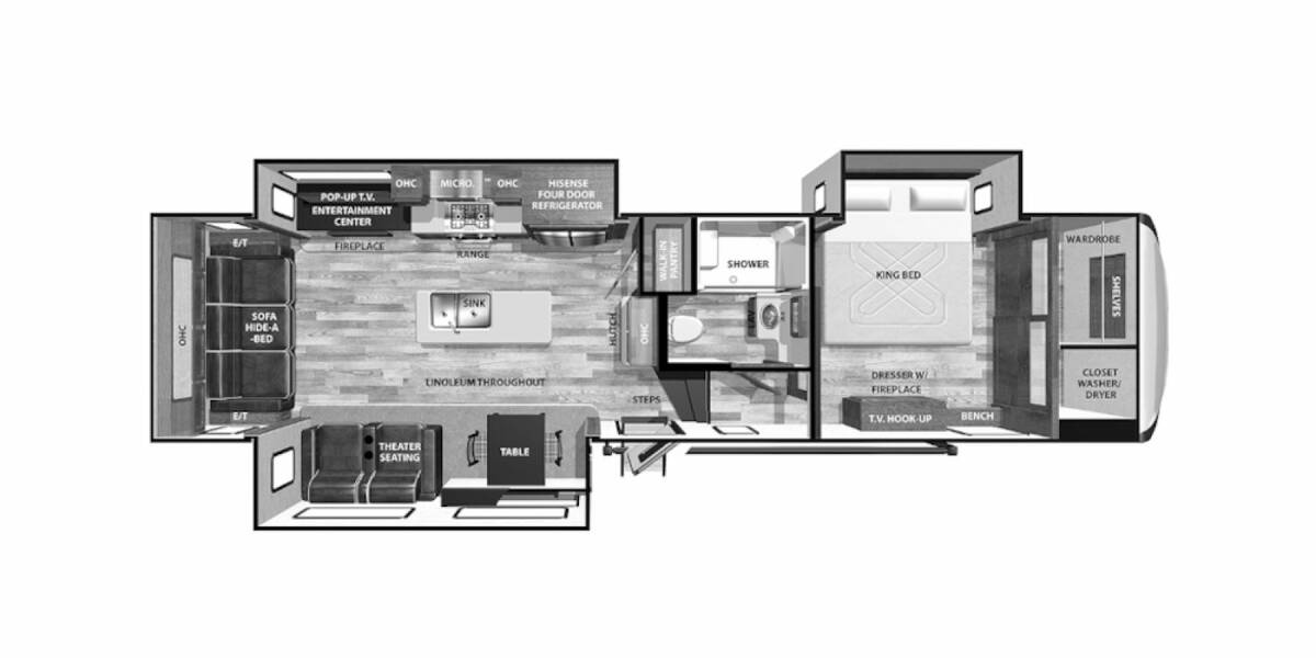 2020 Cardinal Luxury 335RLX Fifth Wheel at Luxury RV's of Arizona STOCK# T592 Floor plan Layout Photo