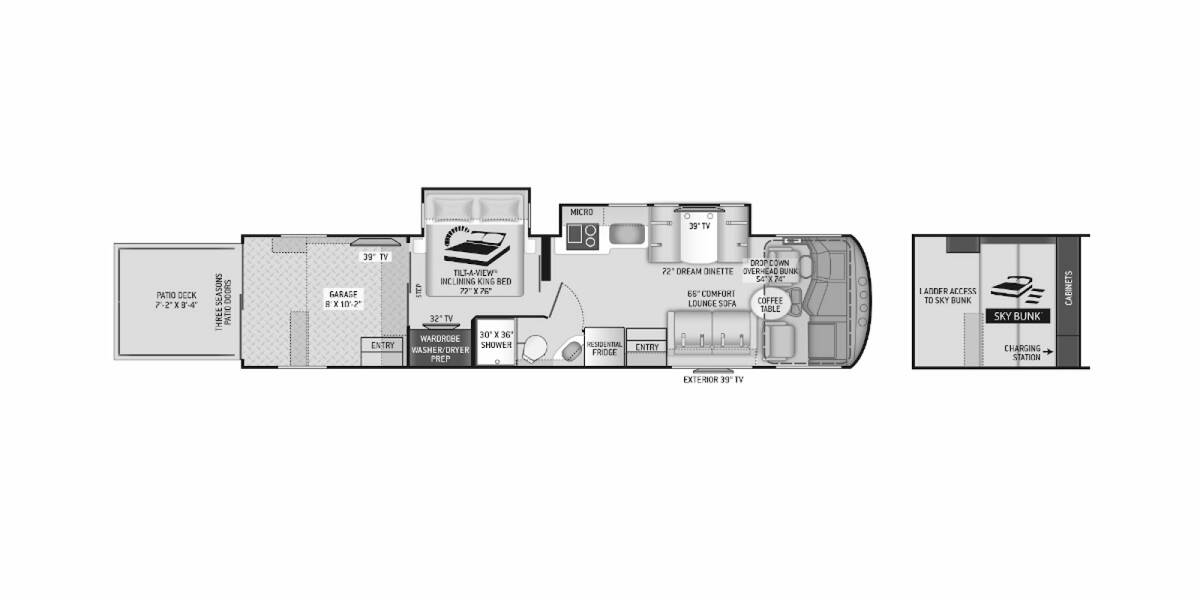 2021 Thor Outlaw Ford F-53 Toy Hauler 38KB Class A at Luxury RV's of Arizona STOCK# M089 Floor plan Layout Photo
