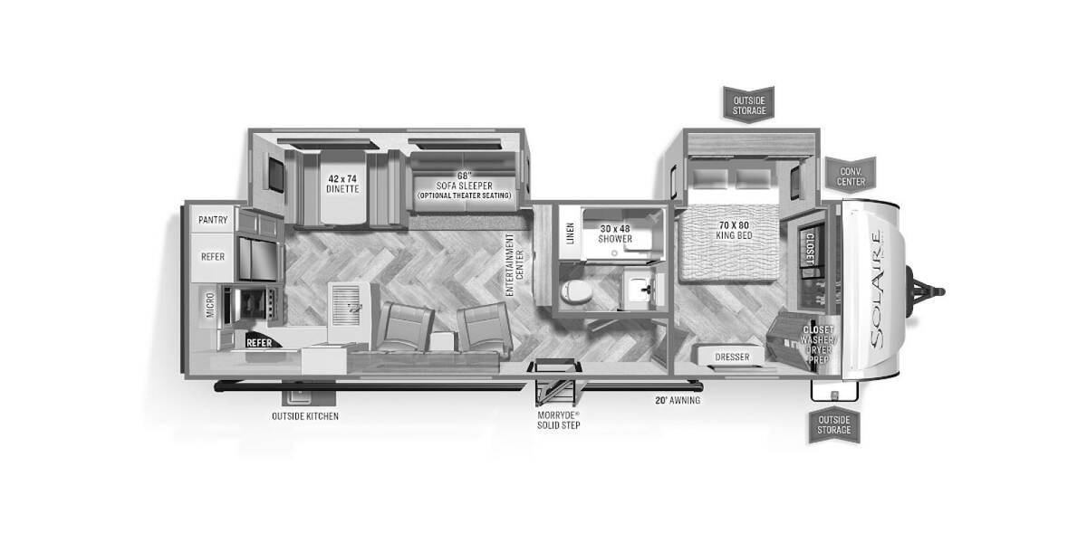 2022 Palomino SolAire Ultra Lite 304RKDS Travel Trailer at Luxury RV's of Arizona STOCK# T858 Floor plan Layout Photo