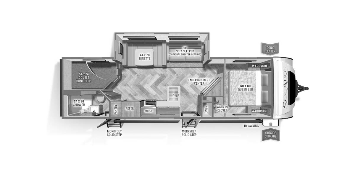 2022 Palomino SolAire Ultra Lite 294DBHS Travel Trailer at Luxury RV's of Arizona STOCK# T863 Floor plan Layout Photo
