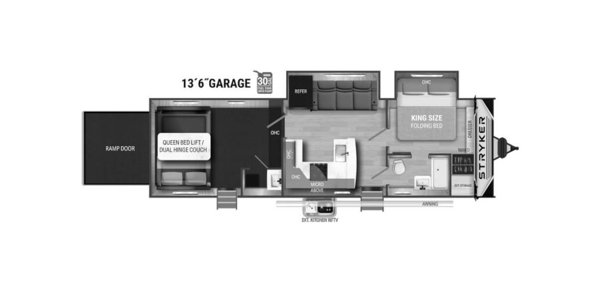 2023 Cruiser RV Stryker Toy Hauler 3313 Travel Trailer at Luxury RV's of Arizona STOCK# T913 Floor plan Layout Photo