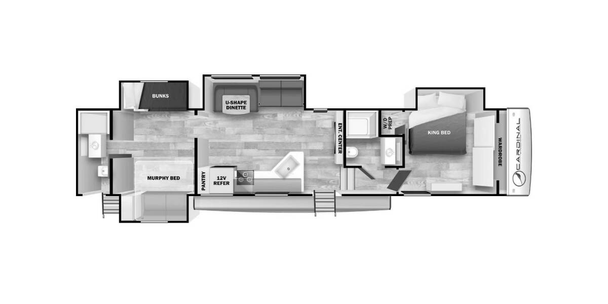 2024 Cardinal Red 39QB Fifth Wheel at Luxury RV's of Arizona STOCK# T929 Floor plan Layout Photo
