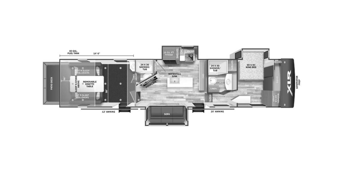 2024 XLR Nitro Toy Hauler 39G15 Fifth Wheel at Luxury RV's of Arizona STOCK# T950 Floor plan Layout Photo